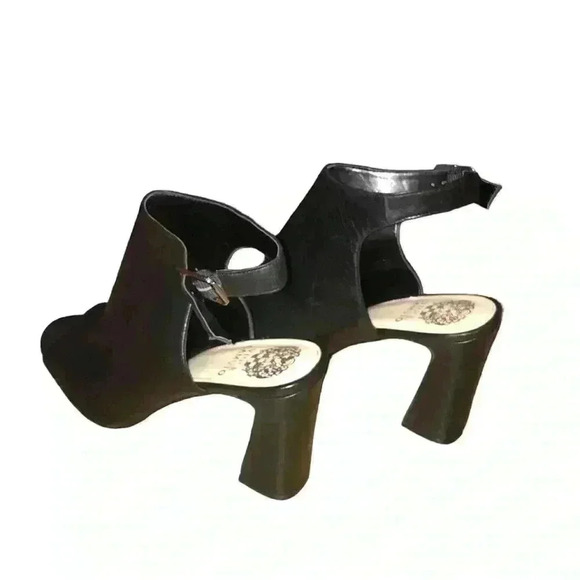 Vince Camuto Like New Black Cellia Leather Slingback Opened Peep Toe Heels 11M - Picture 9 of 16
